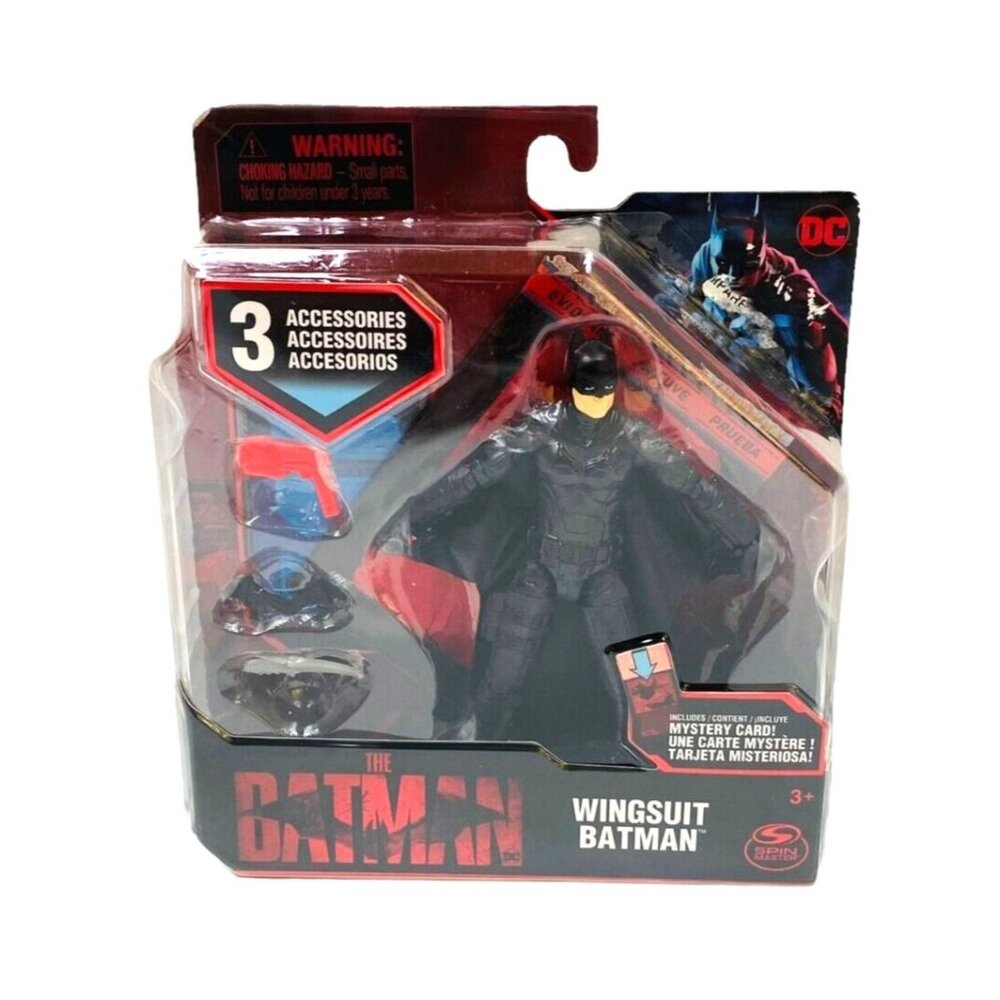 The Batman Wingsuit Action Figure 3 Accessories DC Spin Master Mystery Card 3+yr